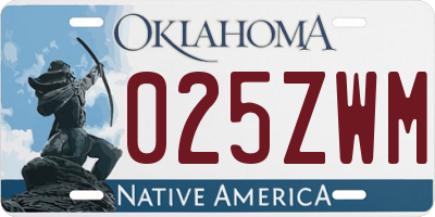 OK license plate 025ZWM
