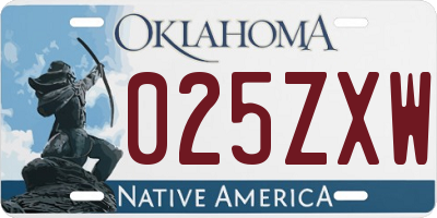 OK license plate 025ZXW