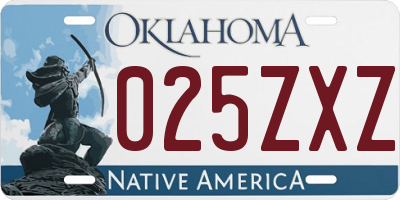 OK license plate 025ZXZ