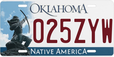 OK license plate 025ZYW