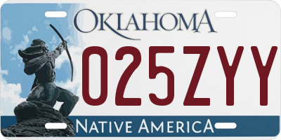 OK license plate 025ZYY