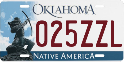 OK license plate 025ZZL