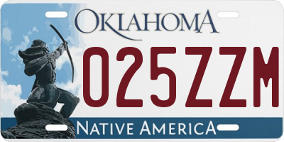 OK license plate 025ZZM
