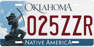 OK license plate 025ZZR