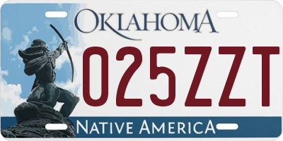 OK license plate 025ZZT