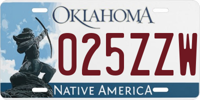 OK license plate 025ZZW