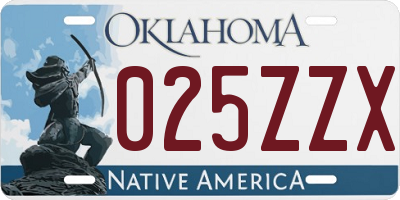 OK license plate 025ZZX