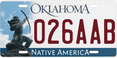 OK license plate 026AAB