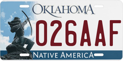 OK license plate 026AAF