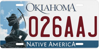 OK license plate 026AAJ