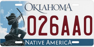 OK license plate 026AAO