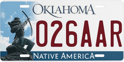 OK license plate 026AAR