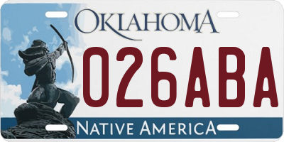 OK license plate 026ABA
