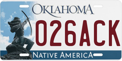 OK license plate 026ACK