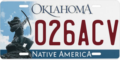 OK license plate 026ACV