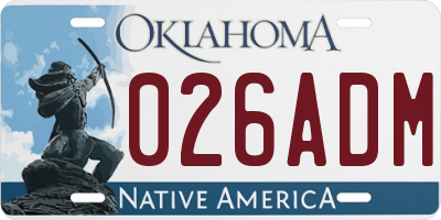 OK license plate 026ADM