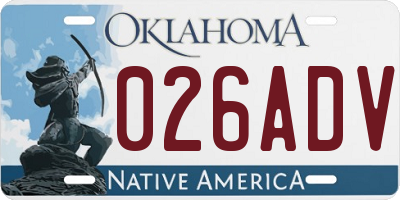 OK license plate 026ADV