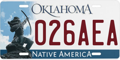 OK license plate 026AEA