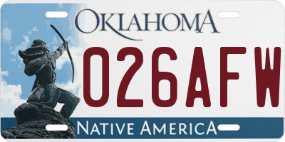 OK license plate 026AFW