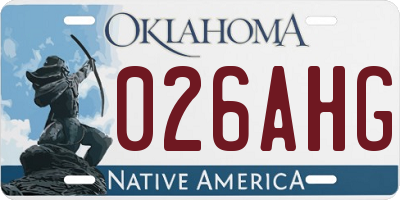 OK license plate 026AHG
