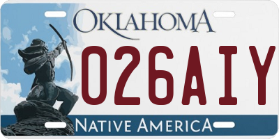 OK license plate 026AIY