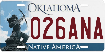 OK license plate 026ANA