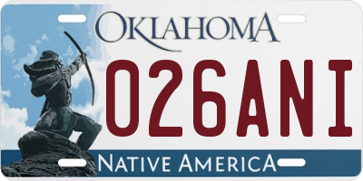 OK license plate 026ANI