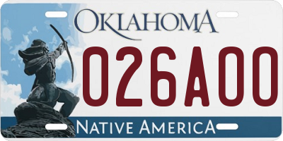 OK license plate 026AOO