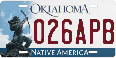 OK license plate 026APB