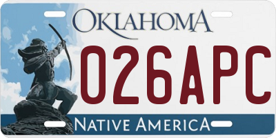 OK license plate 026APC