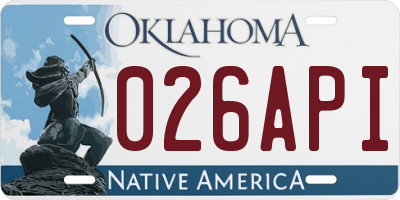 OK license plate 026API