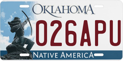 OK license plate 026APU