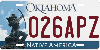 OK license plate 026APZ