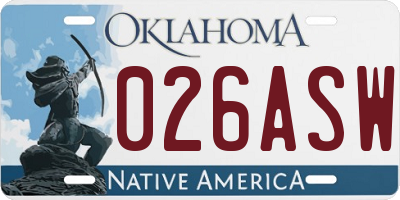 OK license plate 026ASW