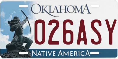 OK license plate 026ASY
