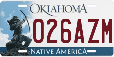 OK license plate 026AZM