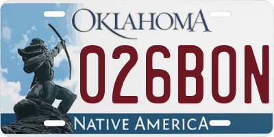 OK license plate 026BON