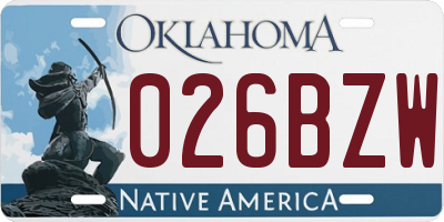 OK license plate 026BZW