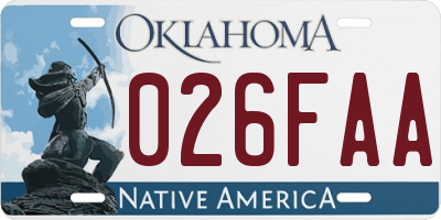 OK license plate 026FAA