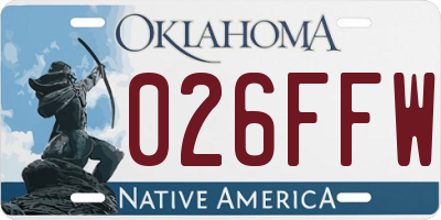OK license plate 026FFW