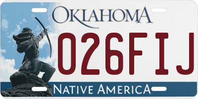 OK license plate 026FIJ