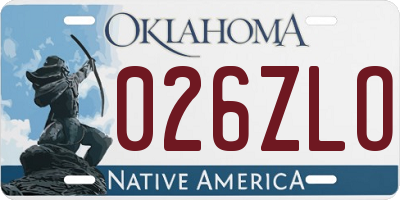 OK license plate 026ZLO