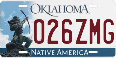 OK license plate 026ZMG