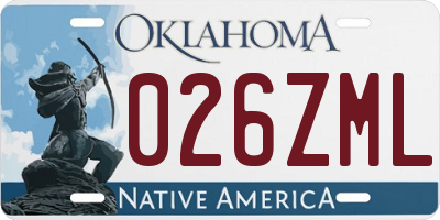 OK license plate 026ZML