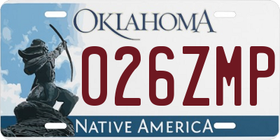 OK license plate 026ZMP