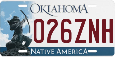 OK license plate 026ZNH