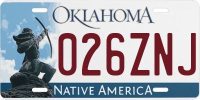 OK license plate 026ZNJ