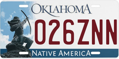 OK license plate 026ZNN