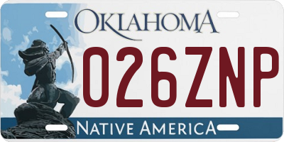 OK license plate 026ZNP