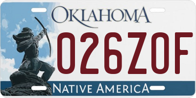 OK license plate 026ZOF